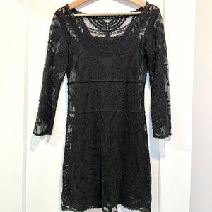 Lace see through little black dress